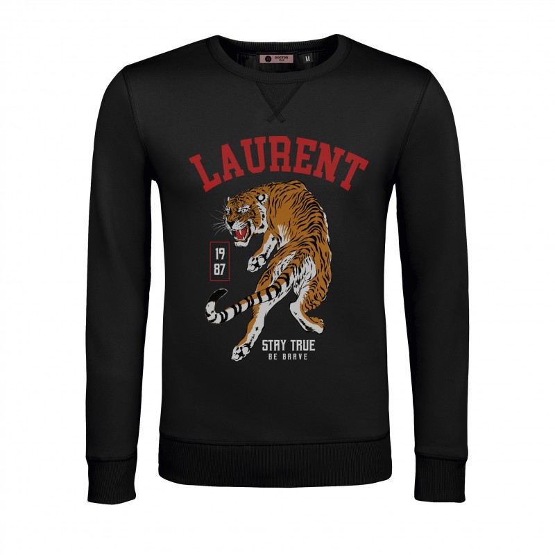 Doctor Fake Brand Laurent Sweatshirt Sort Orange Tiger